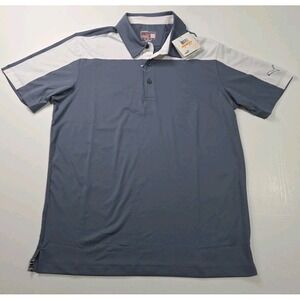 Men's PUMA Golf- Color Block Polo Dry Cell Size Small Gray White Stripe NWT